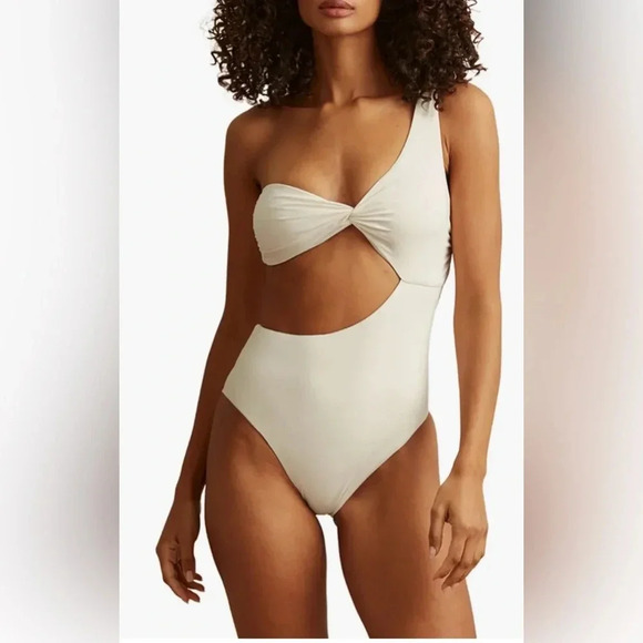 Reiss Celia Cutout One-Shoulder One-Piece Swimsuit Size 10 MSRP $190.00 - Picture 1 of 8